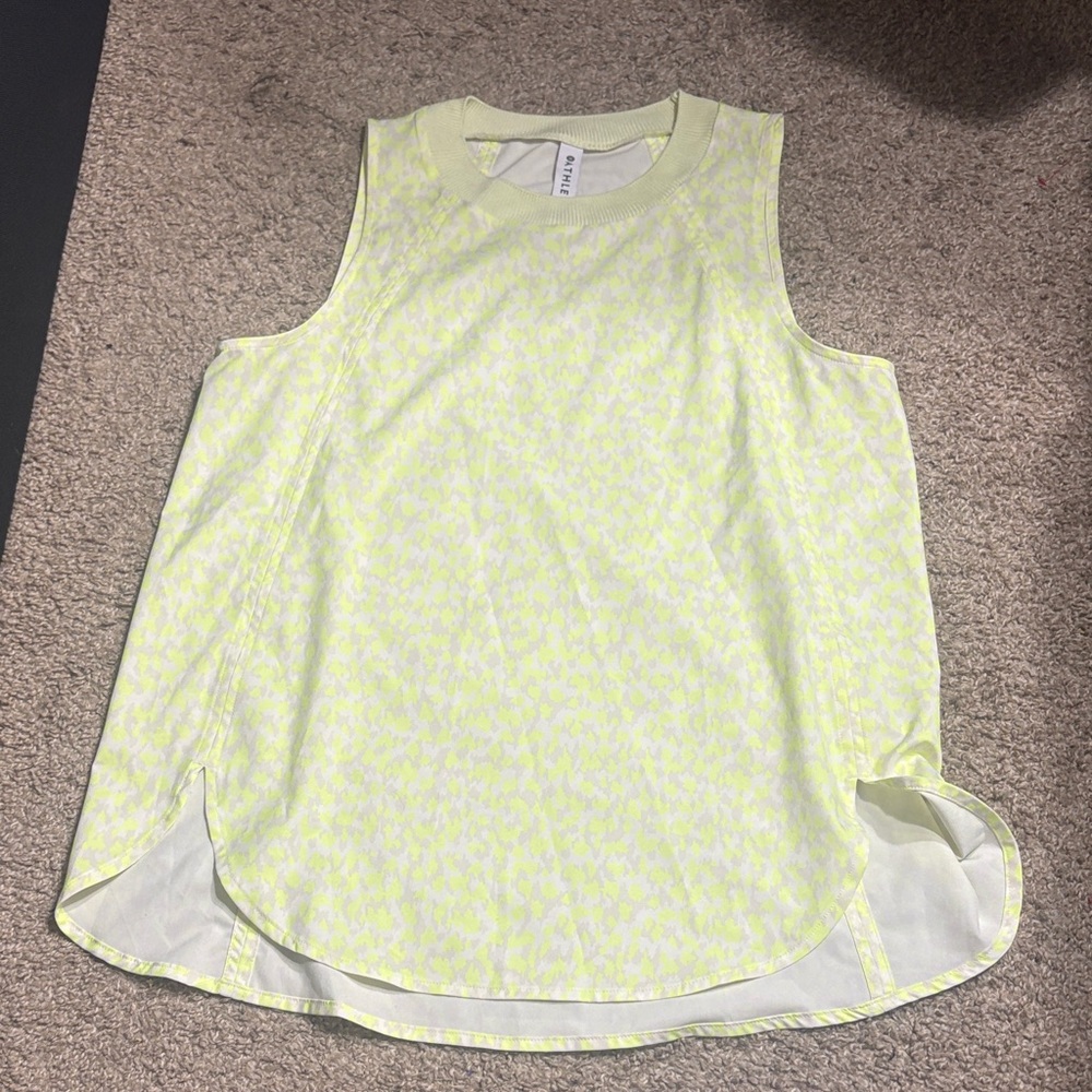 Athleta Zephyr Print Tank Top Neon Yellow Size Small